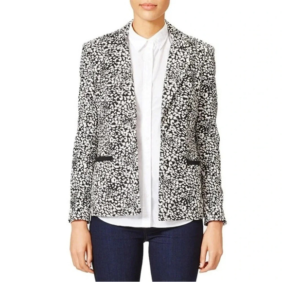 Hunter Bell Casper Black & White Button Closure Blazer Jacket Size 8 Medium M - Picture 1 of 11